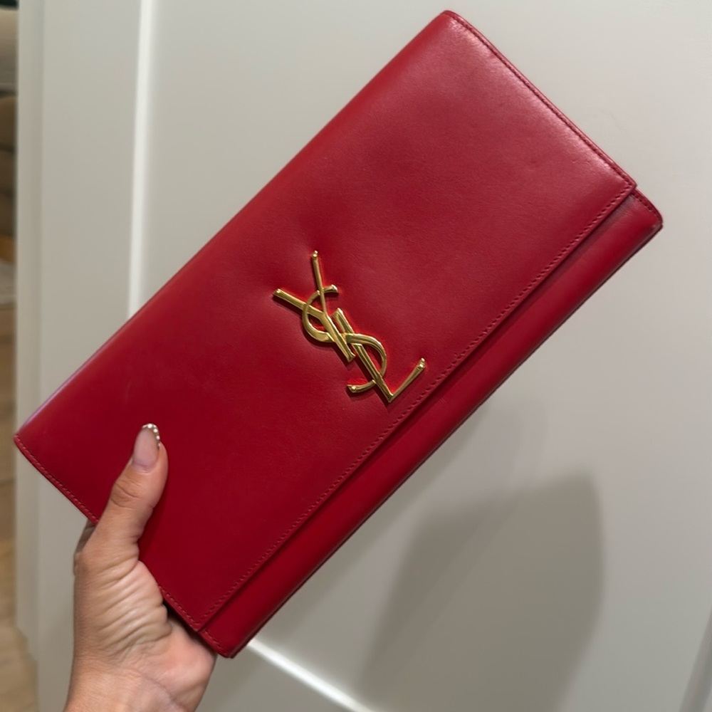 YSL red clutch